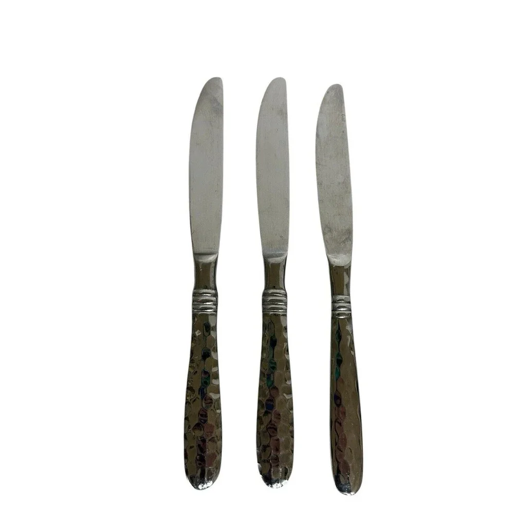 Cambridge MAJESTY Stainless Hammered 18/10 Glossy Flatware 3 Butter Knives